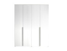 Drehtürenschrank >Kevo< 4 Türen, 2 Stangen, 2 Böden, Weiß, Dekor - 180x225x52cm (BxHxT)