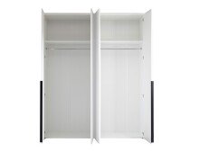 Drehtürenschrank >Kevo< 4 Türen, 2 Stangen, 2 Böden, Weiß, Dekor - 180x225x52cm (BxHxT)