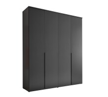 Drehtürenschrank >Kevo< 4 Türen, 2 Stangen, 2 Böden, Graphit, Dekor - 180x225x52cm (BxHxT)