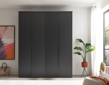 Drehtürenschrank >Kevo< 4 Türen, 2 Stangen, 2 Böden, Graphit, Dekor - 180x225x52cm (BxHxT)