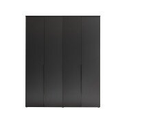 Drehtürenschrank >Kevo< 4 Türen, 2 Stangen, 2 Böden, Graphit, Dekor - 180x225x52cm (BxHxT)