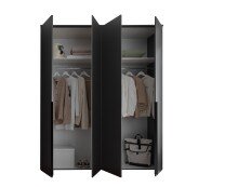 Drehtürenschrank >Kevo< 4 Türen, 2 Stangen, 2 Böden, Graphit, Dekor - 180x225x52cm (BxHxT)