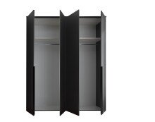 Drehtürenschrank >Kevo< 4 Türen, 2 Stangen, 2 Böden, Graphit, Dekor - 180x225x52cm (BxHxT)
