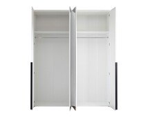 Drehtürenschrank >Kevo<  4 Türen, 2 Böden, Weiß / Spiegel, Dekor - 180x225x52cm (BxHxT)