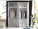 Drehtürenschrank >Kevo<  4 Türen, 2 Böden, Weiß / Spiegel, Dekor - 180x225x52cm (BxHxT)