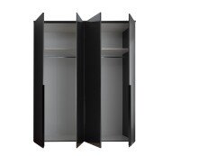 Drehtürenschrank >Kevo< 4 Türen, 2 Böden, Graphit / Spiegel, Dekor - 180x225x52cm (BxHxT)