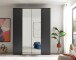 Drehtürenschrank >Kevo< 4 Türen, 2 Böden, Graphit / Spiegel, Dekor - 180x225x52cm (BxHxT)