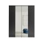 Drehtürenschrank >Kevo< 4 Türen, 2 Böden, Graphit / Spiegel, Dekor - 180x225x52cm (BxHxT)