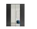 Drehtürenschrank >Kevo< 4 Türen, 2 Böden, Graphit / Spiegel, Dekor - 180x225x52cm (BxHxT)