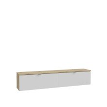 Lowboard >LIBERTAD< Hängeboard, Weiss / Artisan Eiche Dekor - 178,8x37,5x34,8cm (BxHxT)