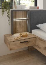 Schlafzimmer-Set >Daria< (4-teilig) Kleiderschrank, Bett, Kommode, Viking Oak Dekor  / Graphit