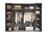 Schlafzimmer-Set >Daria< (4-teilig) Kleiderschrank, Bett, Kommode, Viking Oak Dekor  / Graphit
