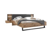Schlafzimmer-Set >Daria< (4-teilig) Kleiderschrank, Bett, Kommode, Viking Oak Dekor  / Graphit