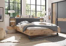 Schlafzimmer-Set >Daria< (3-teilig) Kleiderschrank, Passepartout , Bett, Viking Oak / Graphit