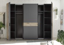 Schlafzimmer-Set >Daria< (3-teilig) Kleiderschrank, Passepartout , Bett, Viking Oak / Graphit