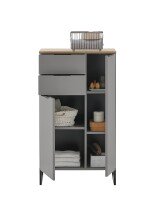 Badkommode >Denver<2 Türen/Schübe, grau matt / evoke eiche - 60x106x32 (BxHxT)