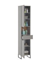 Badezimmer-Set >Denver< (4-tlg.) in grau / Evoke Eiche Dekor - 220x195x35 (BxHxT)