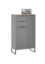 Badezimmer-Set >Denver< (3-tlg.) in grau matt / Evoke Eiche Dekor - 140x195x35 (BxHxT)