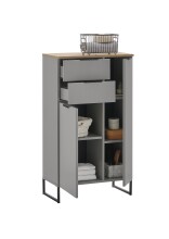 Badezimmer-Set >Denver< (3-tlg.) in grau matt / Evoke Eiche Dekor - 140x195x35 (BxHxT)
