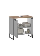 Badezimmer-Set >Denver< (3-tlg.) in grau matt / Evoke Eiche Dekor - 140x195x35 (BxHxT)