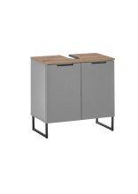 Badezimmer-Set >Denver< (3-tlg.) in grau matt / Evoke Eiche Dekor - 140x195x35 (BxHxT)