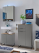 Badezimmer-Set >Denver< (3-tlg.) in grau matt / Evoke Eiche Dekor - 140x195x35 (BxHxT)
