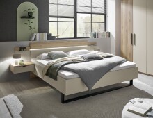 Schlafzimmer-Set >Danao< (2-teilig) Doppelbett + Kleiderschrank, Mauvella Oak Dekor / Kashmir