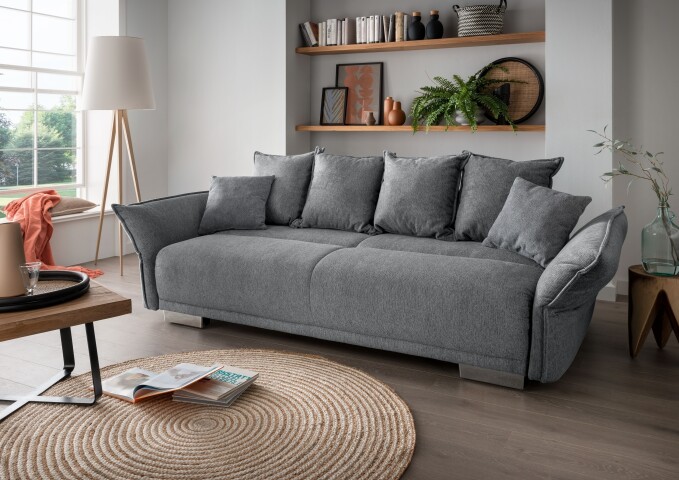 Schlafsofa >Phedra< in 9751 Corto grau, Mikrofaser / Stoff - 242x90x131 (BxHxT)