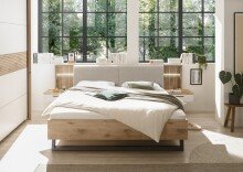 Schlafzimmer-Set >Daria< (4-teilig) Schrank, Passepartout, Bett, Kommode,  Viking Oak / weiss