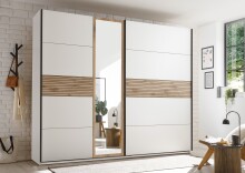 Schlafzimmer-Set >Daria< (3-teilig) Kleiderschrank, Doppelbett, Kommode,  Viking Oak / weiss