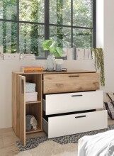 Schlafzimmer-Set >Daria< (3-teilig) Kleiderschrank, Doppelbett, Kommode,  Viking Oak / weiss