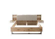 Schlafzimmer-Set >Daria< (3-teilig) Kleiderschrank, Doppelbett, Kommode,  Viking Oak / weiss