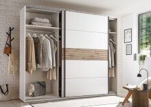Schlafzimmer-Set >Daria< (3-teilig) Kleiderschrank, Doppelbett, Kommode,  Viking Oak / weiss
