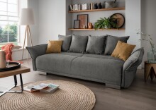 Schlafsofa >Phedra< in 9754 Corto grau-braun, Mikrofaser - 242x91x131cm (BxHxT)