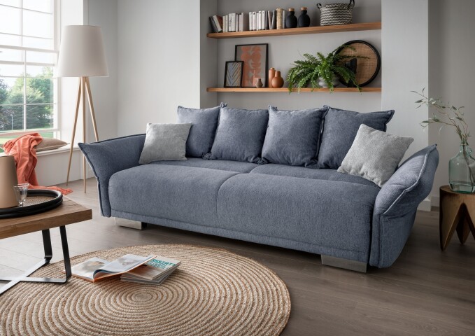 Schlafsofa >Phedra< in 9754 Corto grau-braun, Mikrofaser / Stoff - 242x90x131cm (BxHxT)