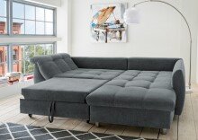 Polsterecke >Allin< Schlaffunktion, 6 Kissen, Bezug anthrazit/denim - 250x66x190 (BxHxT)