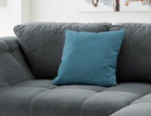 Polsterecke >Allin< Schlaffunktion, 6 Kissen, Bezug anthrazit/denim - 250x66x190 (BxHxT)