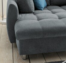 Polsterecke >Allin< Schlaffunktion, 6 Kissen, Bezug anthrazit/denim - 250x66x190 (BxHxT)