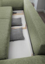 Schlafsofa >Phedra< in 9757 Corto grün, Mikrofaser/Stoff - 242x90x131cm (BxHxT)