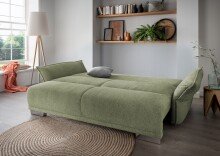 Schlafsofa >Phedra< in 9757 Corto grün, Mikrofaser/Stoff - 242x90x131cm (BxHxT)