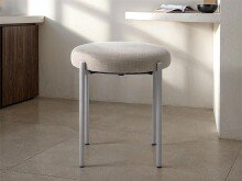 Sitzhocker (4er-Set) >PELICAN< in sandfarbig, Stoff und Stahl - 40x48x40cm (BxHxT)