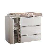 Wickelkommode >Spice< in Weiß / Weiß Hochglanz - 120x102x80 (BxHxT)