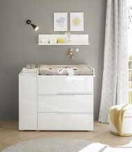Wickelkommode >Spice< in Weiß / Weiß Hochglanz - 120x102x80 (BxHxT)