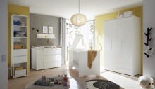 Babybett >Spice< in Weiß / Weiß Hochglanz - 78x87x143 (BxHxT)