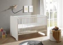 Babybett >Spice< in Weiß / Weiß Hochglanz - 78x87x143 (BxHxT)