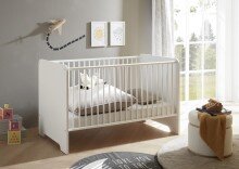 Babybett >Spice< in Weiß / Weiß Hochglanz - 78x87x143 (BxHxT)