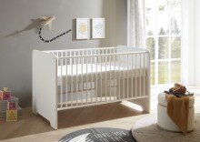 Babybett >Spice< in Weiß / Weiß Hochglanz - 78x87x143 (BxHxT)