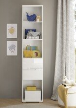 Standregal >Spice< in Weiß / Weiß Hochglanz - 45x209x35 (BxHxT)