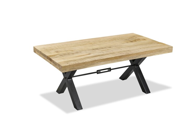 Couchtisch >Dehli< in Mangoholz naturbelassen, schwarz - 110x46x60 (BxHxT)