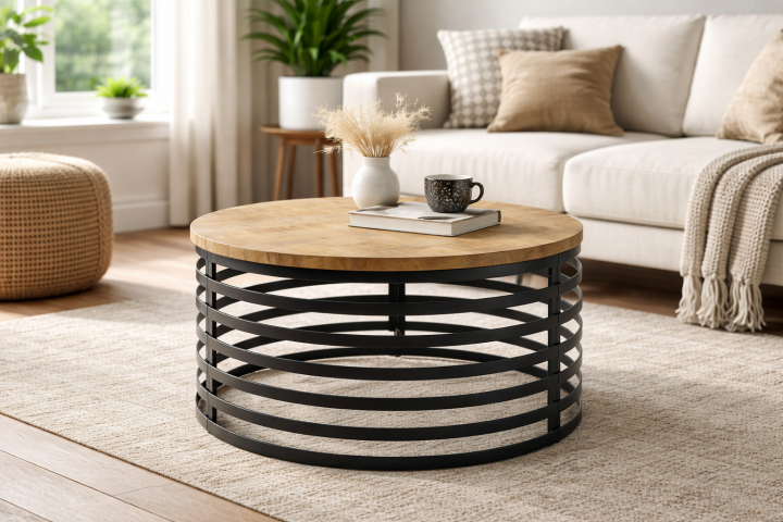 Couchtisch >Marly< in Mangoholz naturbelassen, schwarz - 40x80 (HxD)